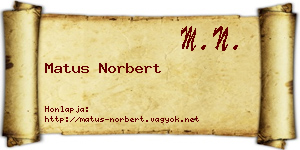 Matus Norbert névjegykártya